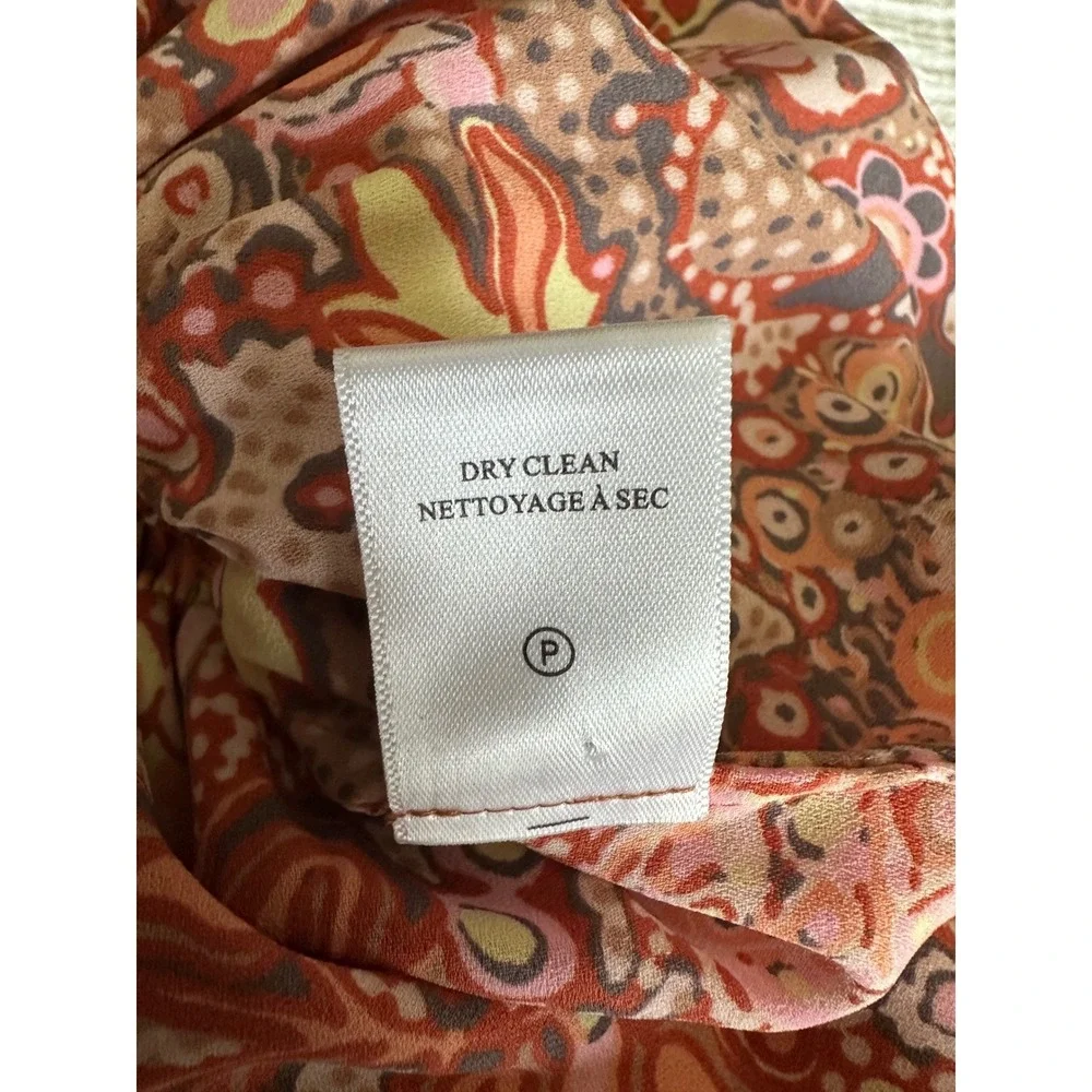 A.L.C. Carly Silk Paisley Smocked Mini Dress Size 4 Boho Luxury - Picture 7 of 8